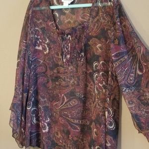 Paisley Print Sheer Blouse